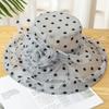 Sun hat women summer eaves sun protection polka dot flower foldable travel face cover polka dot beach sun hat