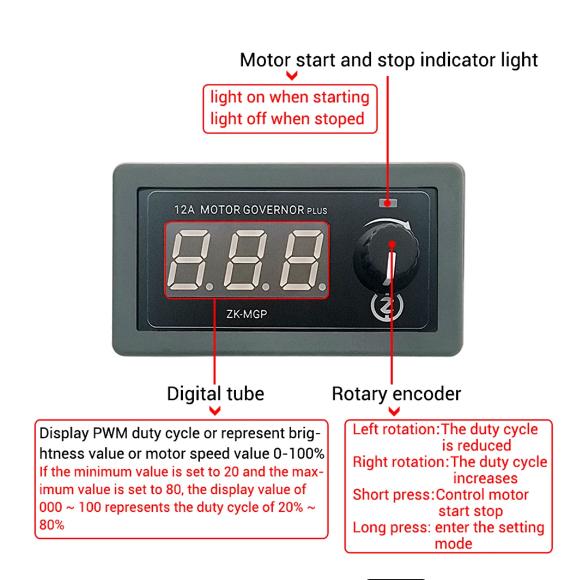 ZK-MGP PWM DC Motor Regulator Motor LED Lighting Dimming Slow Start Slow Stop 5-30V/12A/360W Dual MOS Driver