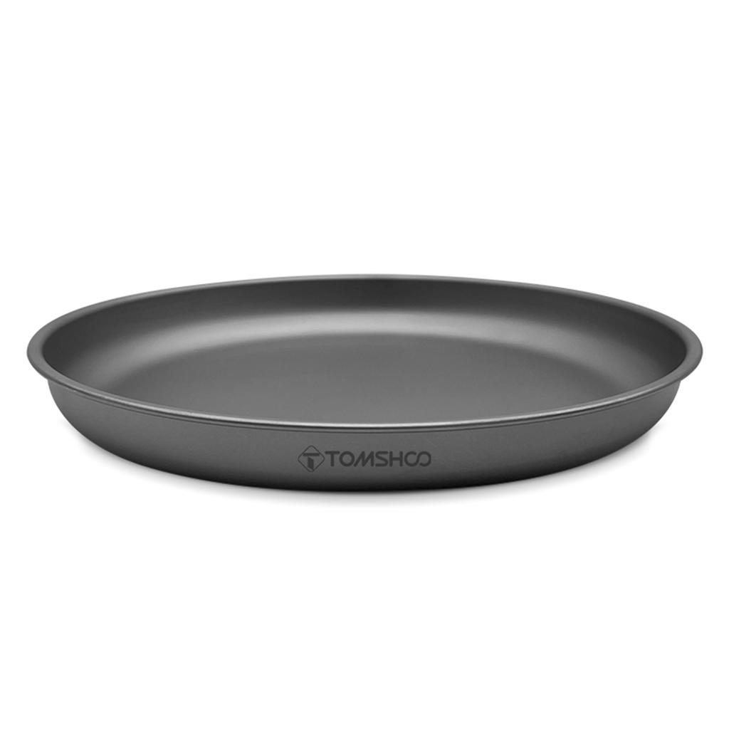 TOMSHOO 1000ML 1500ML Lightweight Titanium Frying Pan Dinner Fruit Plate Pan Food Container for Outdoor Camping Hiking
