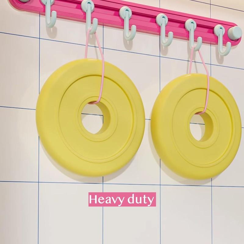 Multi-Hook Cartoon Cute Kitchen Utensil Holder-Rotating Suction Cup Hook Rail, Dopamine Design, No Drilling Required порошок синий
