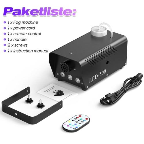 U`King 500W Fog Machine with Remote Control, Stable and Portable, Perfect for Parties, Disco DJ Effects, Christmas, Weddings, and Stage Performances