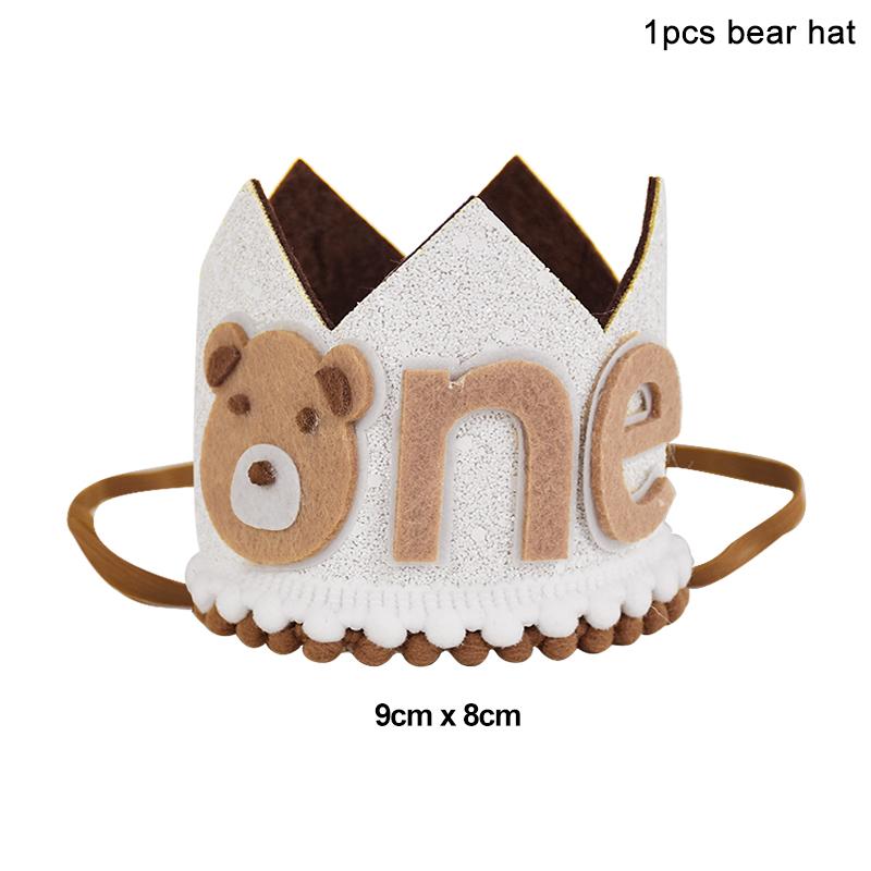 Dětský plyšový medvídek Balónky na narozeninovou oslavu Papírový prapor Garland Zavírače dortů Baby Shower Boy 1st Happy Birthday Dekorační potřeby