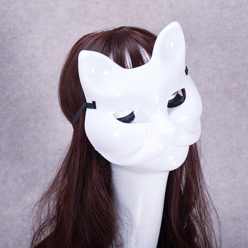 White DIY Paintable Gypsum Cat Mask for Street Dance