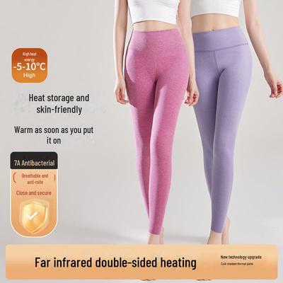 Women's Wool Silk Seamless Antibacterial High-Waist Warm Leggings for Autumn/Winter