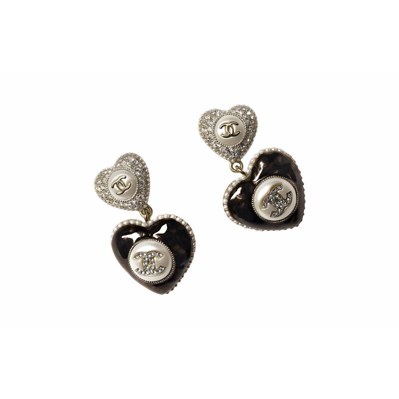 

CHANEL Exquisite Trend Glass Pearls Rhinestone Earrings Women s Black чорний