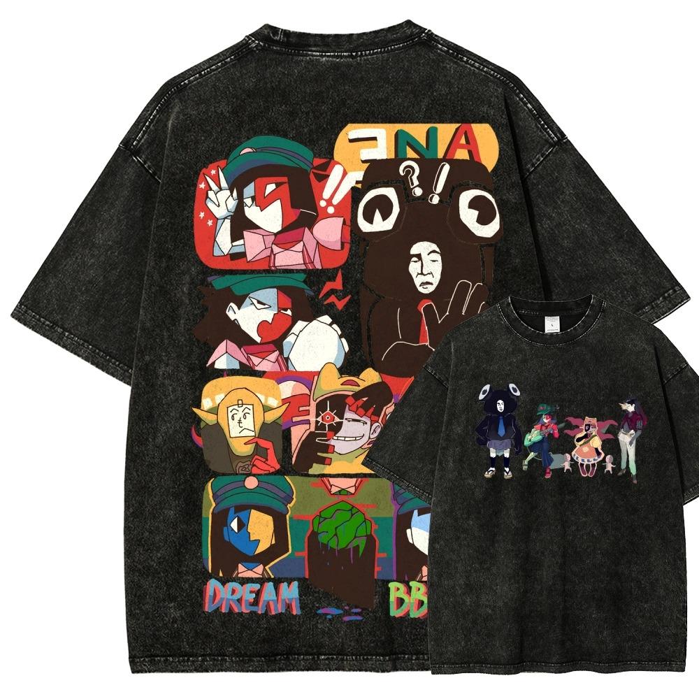 ENA Dream BBQ Washed T-shirt personality Clothes New?Model Anime T-shirt Year round clothing Couples Plus Size Unisexhot product S разноцветный