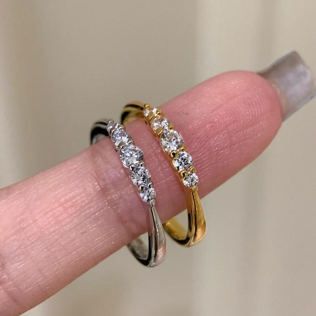 Korean INS Style Cubic Zirconia Stacking Ring for Women - Niche Design