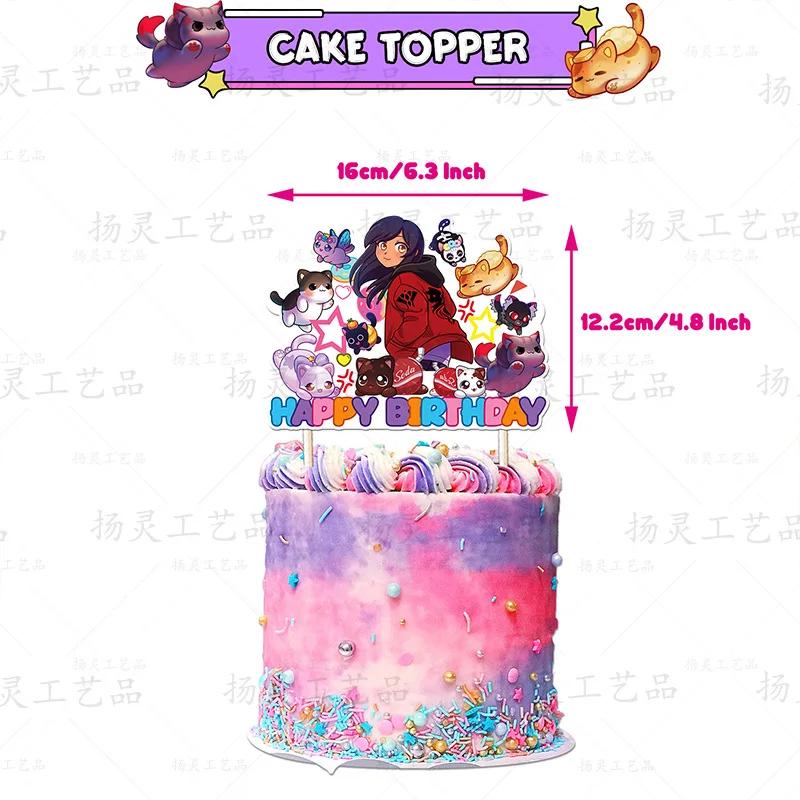 Cartoon Aphmau Plushies Theme DIY Balloons Party Supplies Birthday Banner Latex Balloon Decoration Cake Supplies Kid Girl Gift