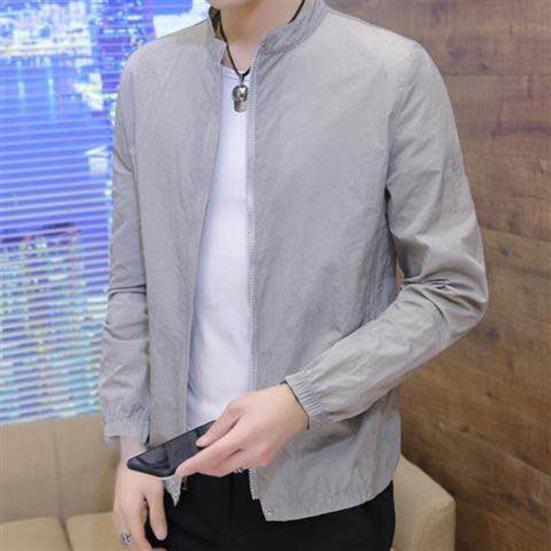 Letní bunda stojáček rychleschnoucí jednobarevná pánský kabát outdoorová volná cyklistická bunda ochrana proti slunci ležérní nošení