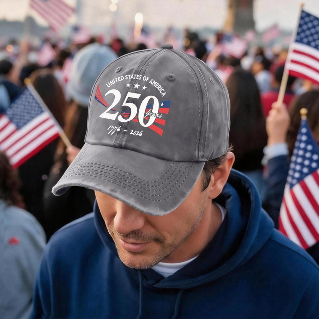 Men's and Women's Matching American 250th Anniversary Anniversary Embroidered Vintage Washed Baseball Cap