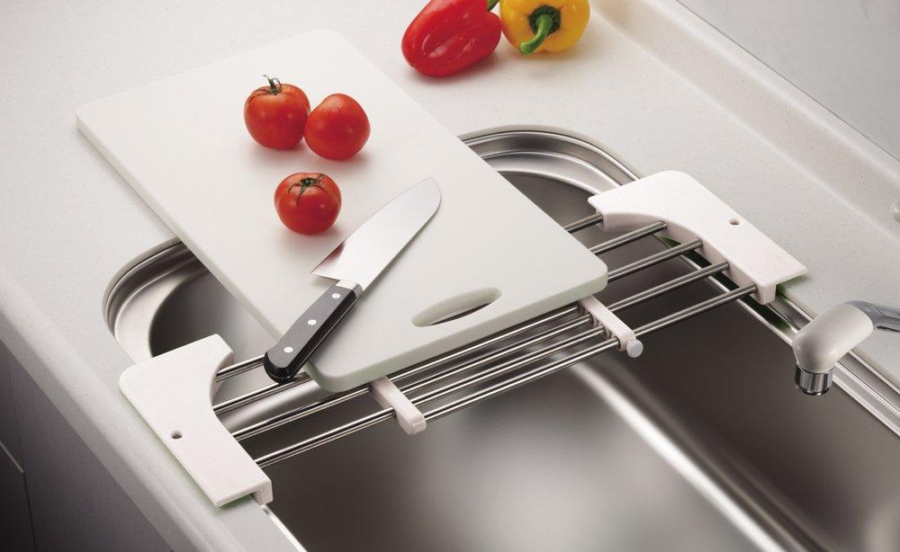 Pearl Metal Sink Cooktop Sliding Type Blanc Kitchen White (Approx.) Width 18 x Length 44.5-68 x Height 2cm HB-3668