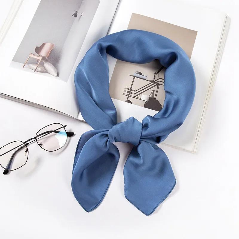 Satin Scarf Women 70cm Solid Color Smooth Surface Head Scarves Square Fashion Neck Accessories For Ladies Bag Scarf Wholesale