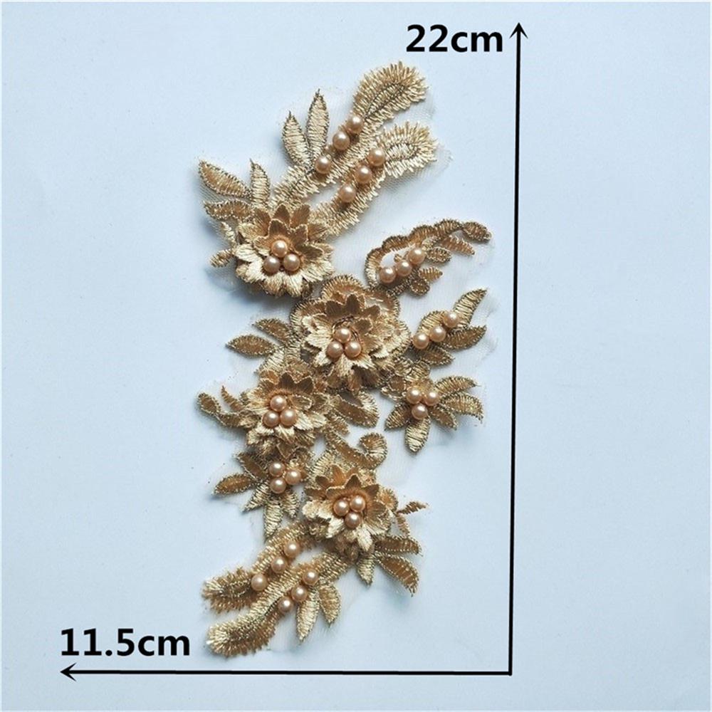 Exquisite Pearl 3D Lace Trim Flower Embroidery DIY Hat Decoration