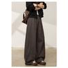 Mens Loose Retro Casual Drooping Straight Long Imitation Wool Trousers