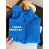 High-end blue half-zipper wool sweater women's clothing autumn and winter new loose casual age-reducing half-turtleneck slim top
