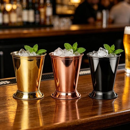 Cocktail Glass Stainless Steel Julep Cups 400ml Reusable Southern-style Wine Glass Elegant Metal Drinkware for Home Bar