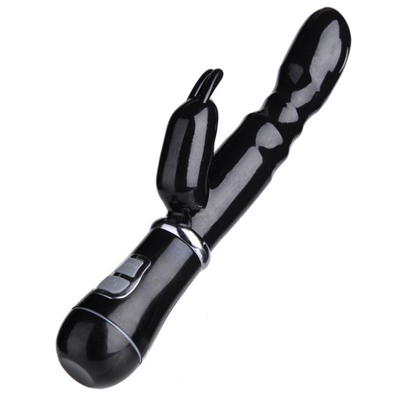 Vibrator reîncărcabil cu șoc dublu pentru punctul G, tip iepure, pentru cupluri - Dispozitiv de masaj cu vibrații intense