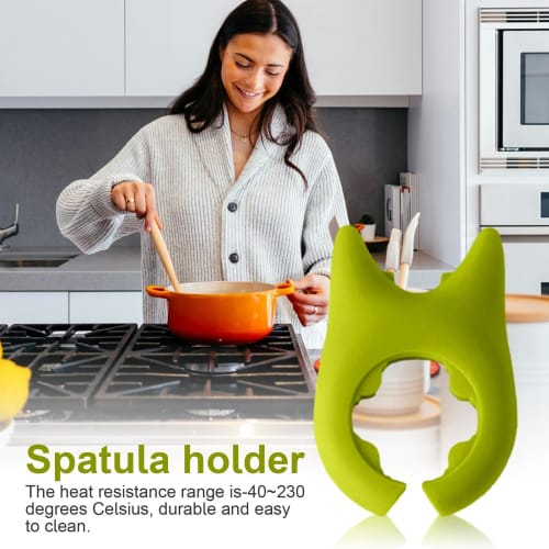 2-Piece Pot Spatula Holder, Pot Lid Rest, Ladle Stand, Non-Slip Spoon Holder, Cute Silicone Utensil Rest, Kitchen Gadget, Kitchen Supplies for Stoveto