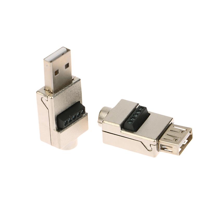 1Pc  Metal Case USB 2.0 Male Female Phone Keyboard Mouse Fast Charging Wire Connector USB Solderless Plug DIY Wiring Terminal