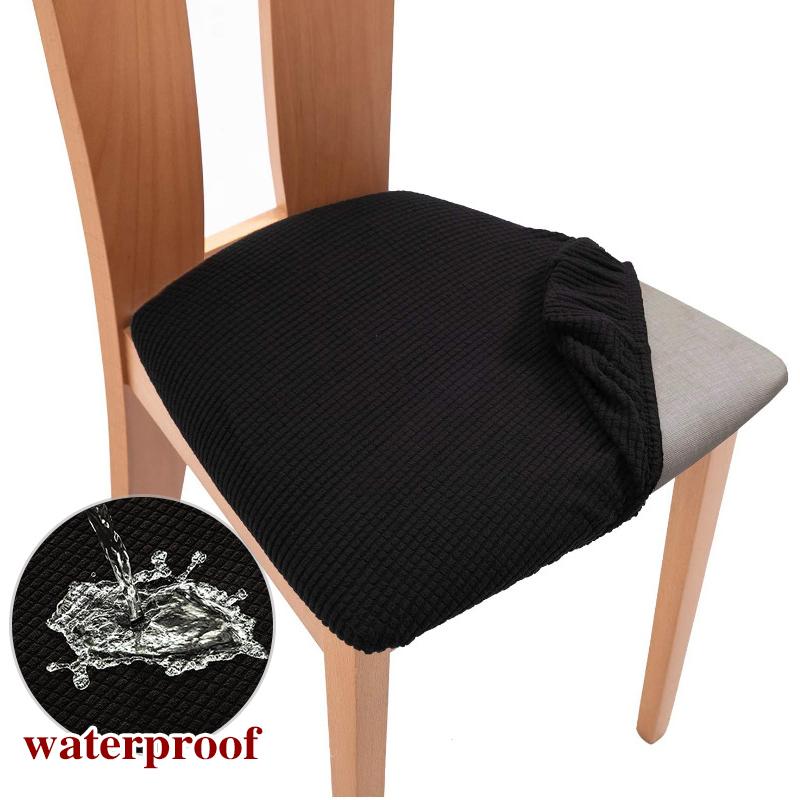 Waterproof Jacquard Chair Cover For Dining Room Thick Fabric Chair Slipcover Protector Washable Seat Cover For El Banquet 1Pc