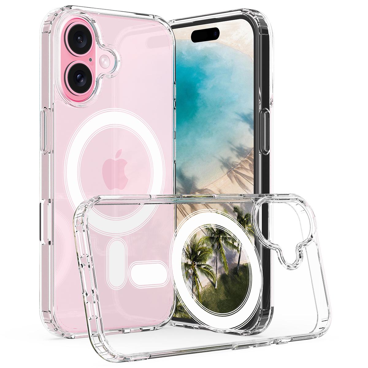 

For iPhone 16 Clear Case Compatible with MagSafe TPU+Acrylic Phone Cover
