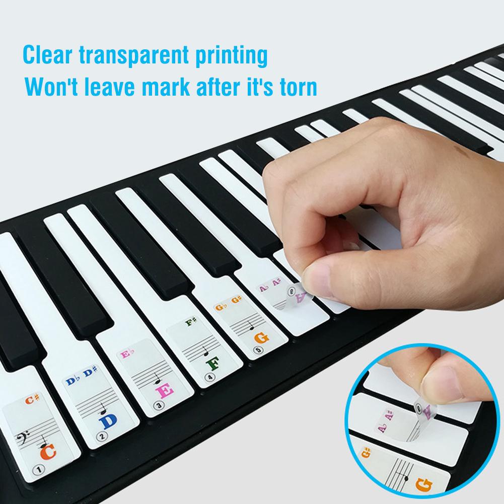 Piano Keys Sticker Set for 61 Keyboard Avtakbart for nybegynnere Transparent