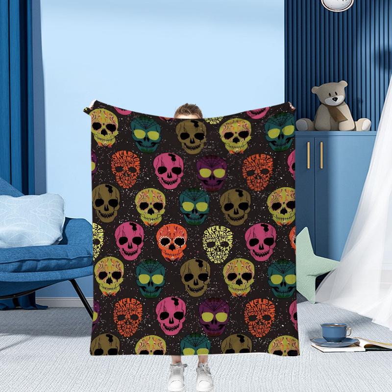 Halloween Pumpkin Head Series Printed Blanket for Sofa Bed Travel Camping Living Room Office Conditioning Blanket