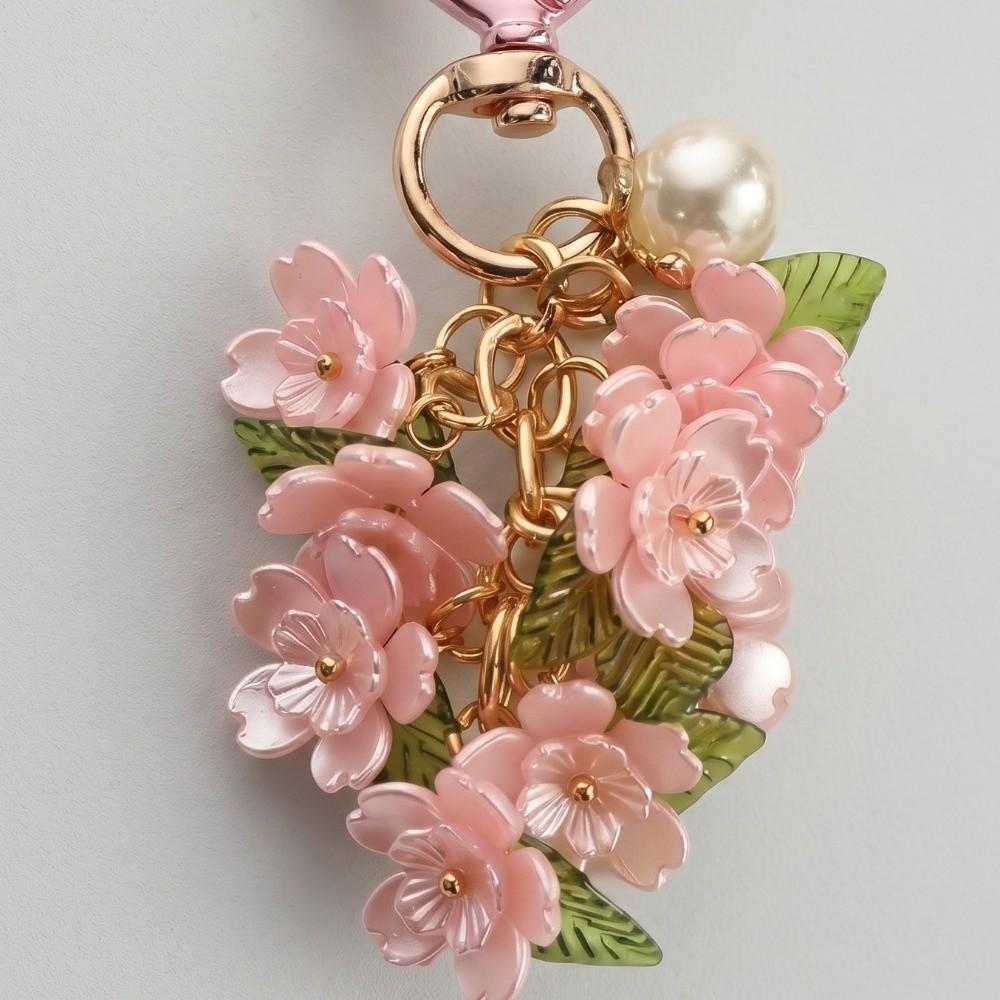 Porte-clés Romantique en Forme de Cœur Élégant Pendentif Fleur Charme Tendance pour Sac Accessoire de Sac à Dos