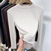 Herbst Winter Neue Modische Stilvolle Deutscher Samt Stehkragen Innen Weiß Basis Hemd Damen Slim Fit Langarm T-Shirt Top