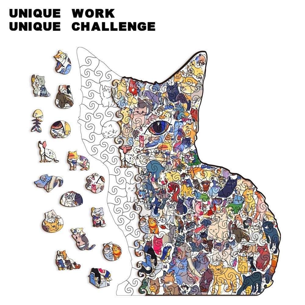 Cat Puzzle Adult Edition High Difficulty Special-Shaped Puzzle Gift Piggy Bank Wooden Puzzle
