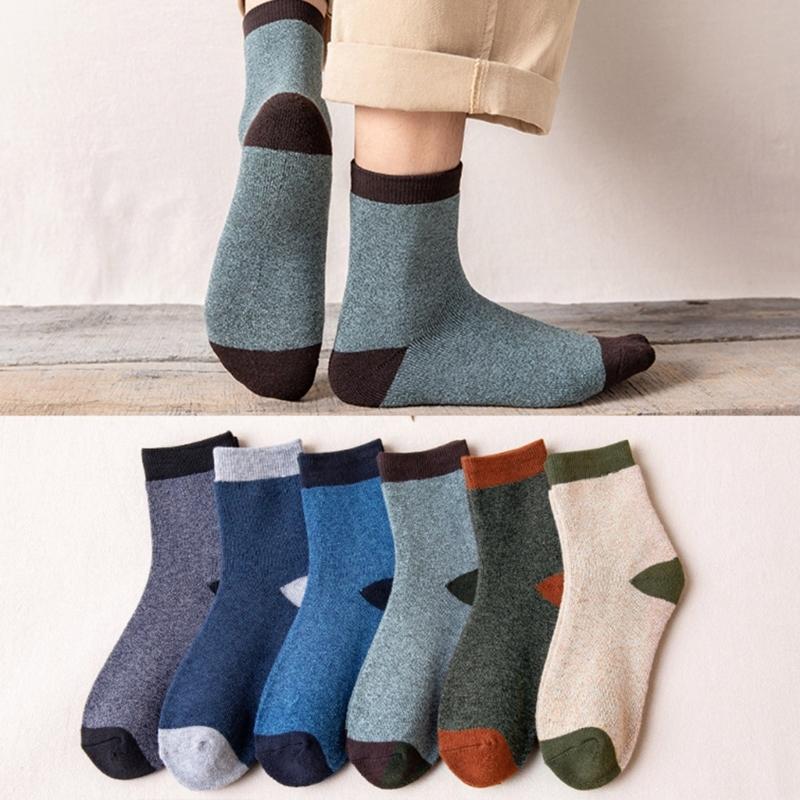 Boot Socks for Men Cushions Socks Thick Geothermal Sock Warm Winter Ankle Socks Casual Cosy Crew Socks Hiking Cosy Socks
