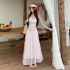 French Red Polka Dot Suspender Dress Women's Summer New Chic and Thin A-shaped Skirt Slim Holiday Dress