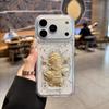 Compatible with iPhone 16 Pro Max Case New Year Transparent Shockproof 3D Epoxy Gold Foil Minimalist God of Wealth Protective Cover