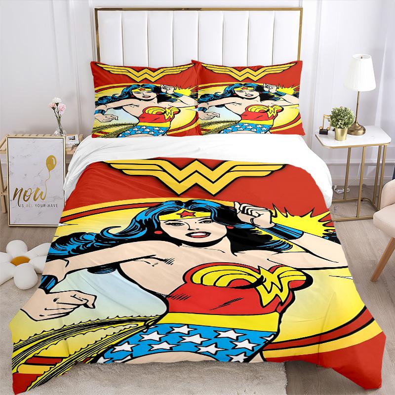 3pcs Wonder Woman, Superhero Cover Set,Soft Comfortable Duvet Cover,Guest Room (1*Duvet Cover + 2*Pillowcases, Without Core) yy251024052