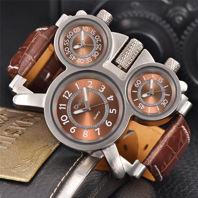 Men's Three Time Zones Quartz Sport Wristwatch - Multi-functional Outdoor Watch
