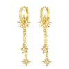 Vintage Stainless Steel Cubic Zirconia Sun Star Dangle Earrings Punk Rock Long Chain Huggies Earring Cartilage Piercing Jewelry