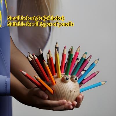 Angry Pufferfish Pen Holder Storage Box Cute Creative Gift Office Pen Plug In Wooden Desktop Ornament