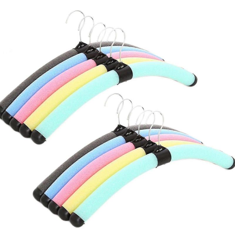 10pcs Flexible Multicolor Foam Hangers Clothing Storage Rack For Home Use