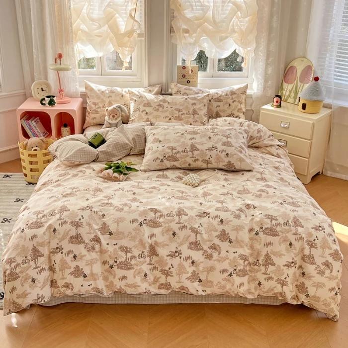 2025 New Spring and Summer Quilt Cover Three-piece Skin-friendly Grinding 13070 High-count Cotton Four-piece Bedding