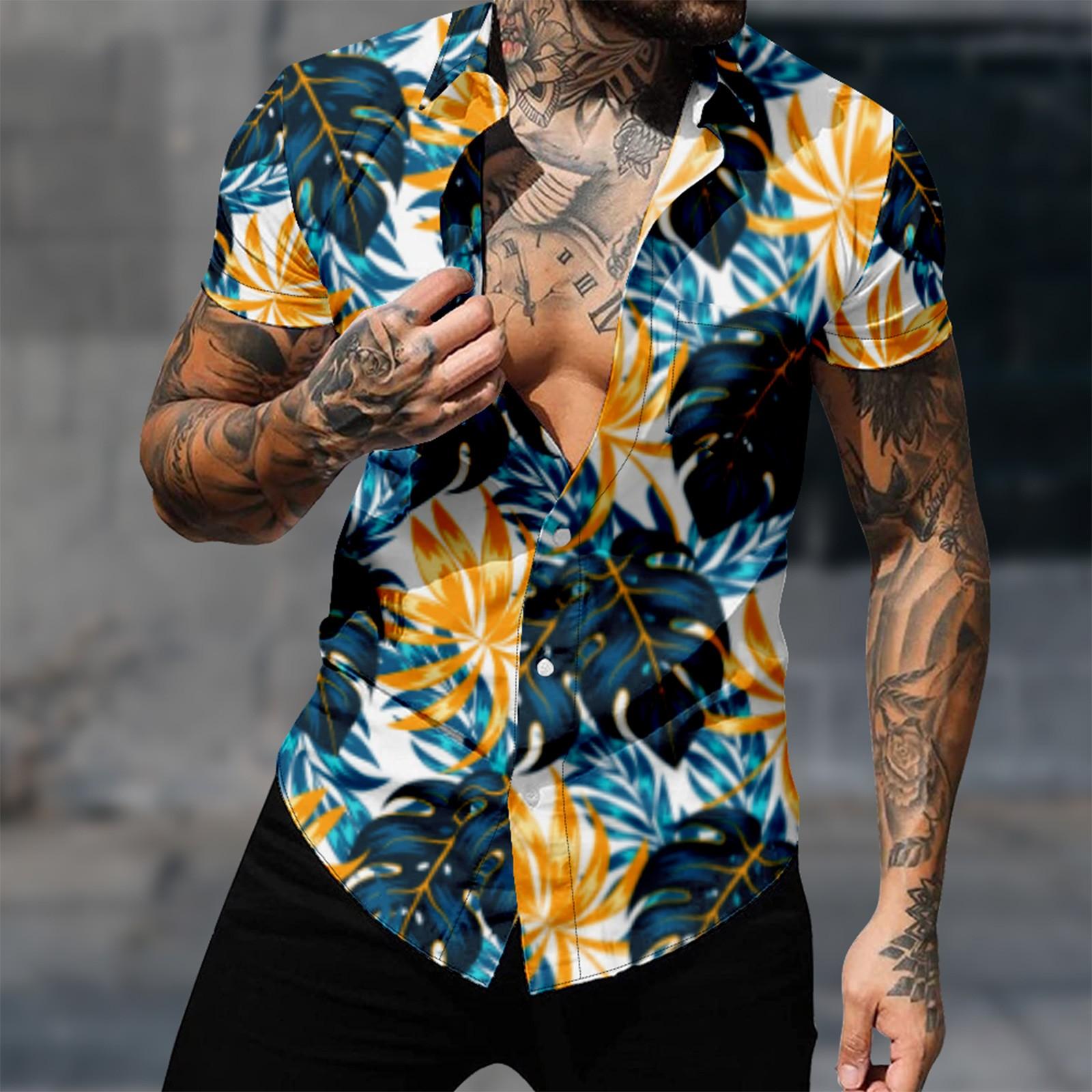 

Мужские гавайские рубашки с короткими рукавами и пуговицами с принтом. Мужские повседневные модные рубашки с короткими рукавами. XXXXXL зелёный