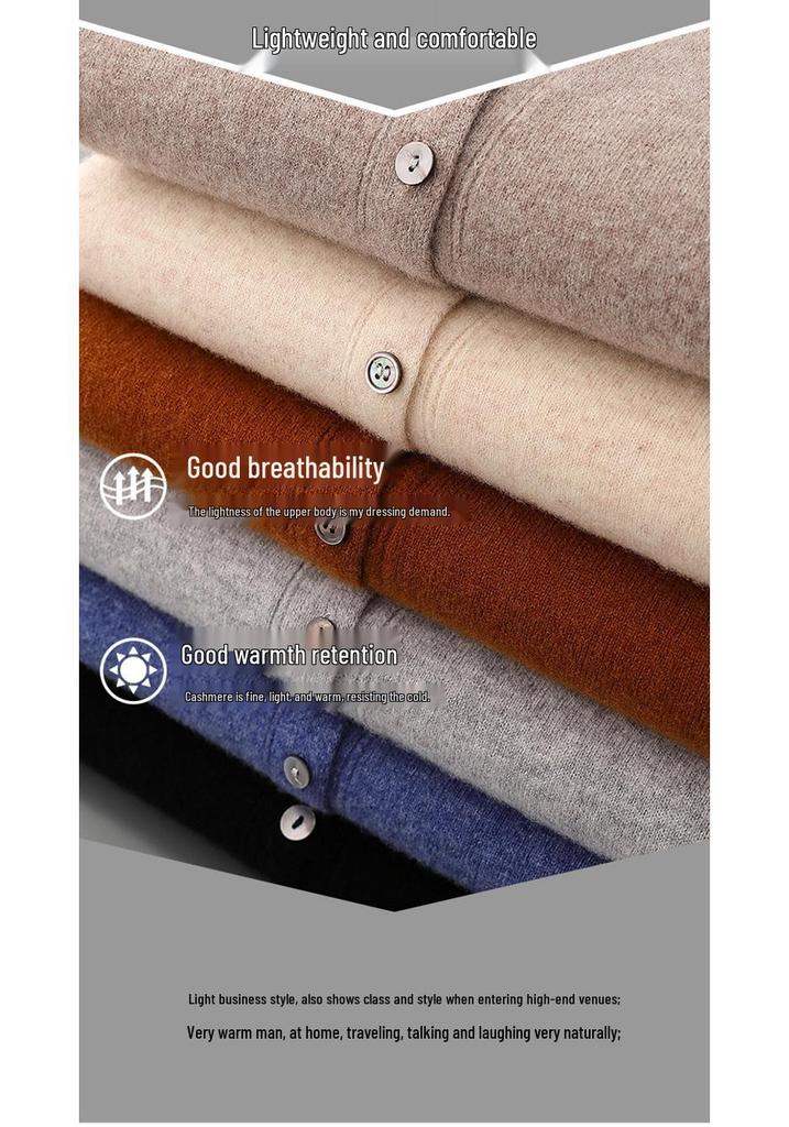 Men's Autumn Wool Cardigan with POLO Collar and Business Lapel, Long Sleeve Sweater for Autumn/Winter.
