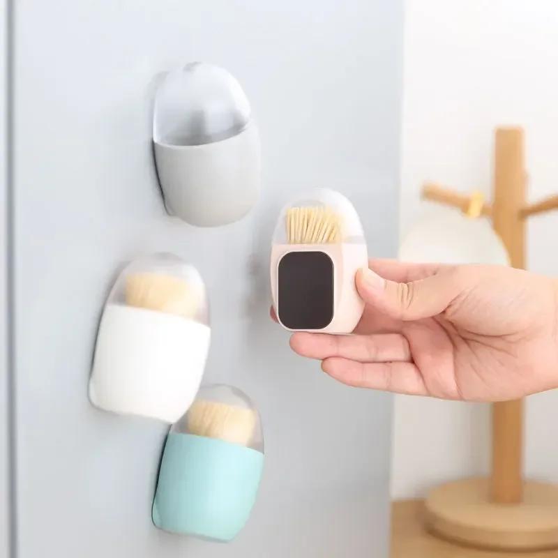 Egg Magnet Toothpick Box Kitchen Restaurant Toothpick Storage Container Nordic Portable Toothpick Jar Refrigerator Sticker Decor
