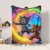 1pc Tom, Jerry Blanket Lightweight Flannel Throw For Sofa, Bed, Travel, Livingroom, Office, Couch, Chair, And Bed