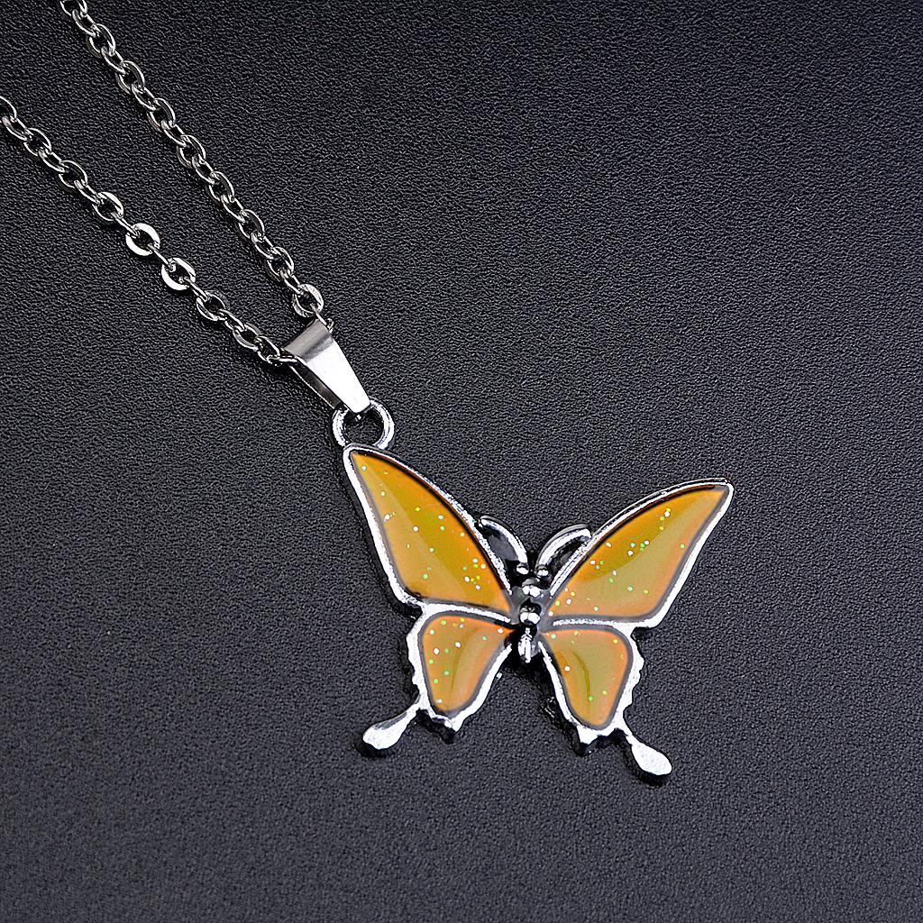 4 Pcs. Mood Necklace Butterfly Pendant Fashion Jewelry Chain, Gifts For Lovers And