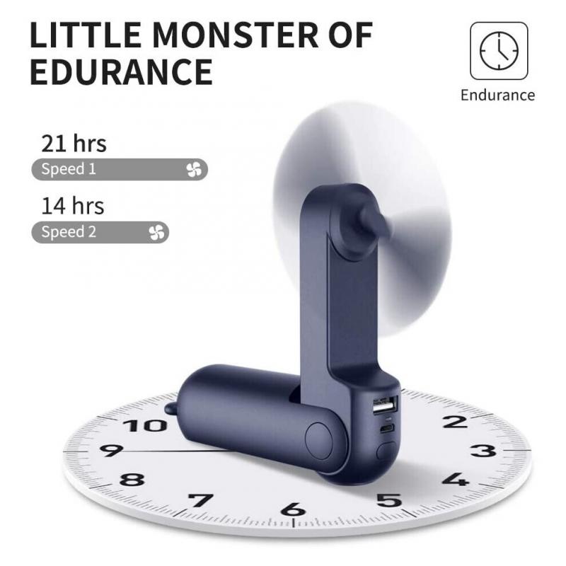 Handheld Mini Fan, 3 IN 1 Hand Fan, Portable USB Rechargeable Small Pocket Fan, Battery Operated Fan [14-21 Wor