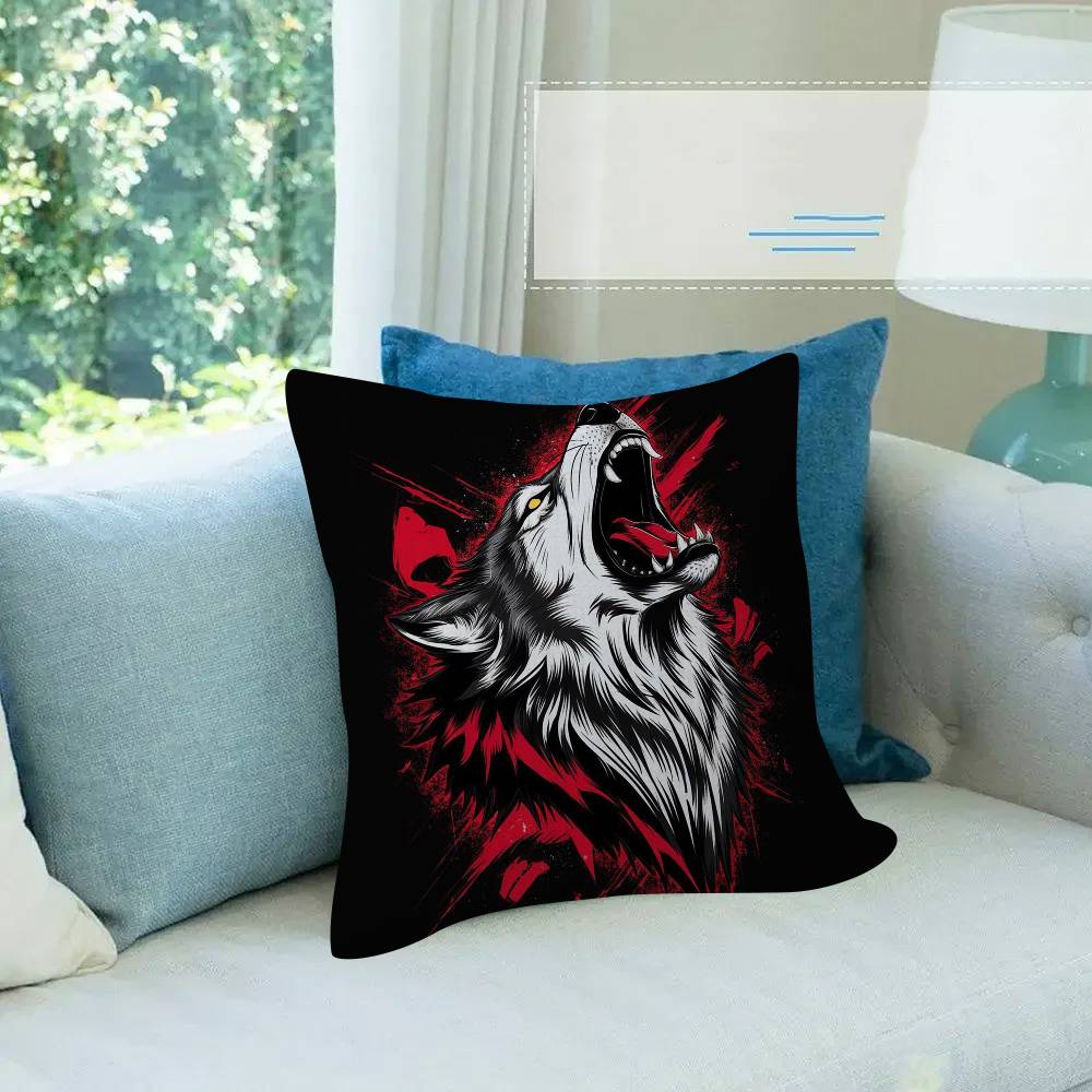 Animal Wolf Fun Cushion Cover Car Throw Pillow Case For Sofa Car Christmas Gift