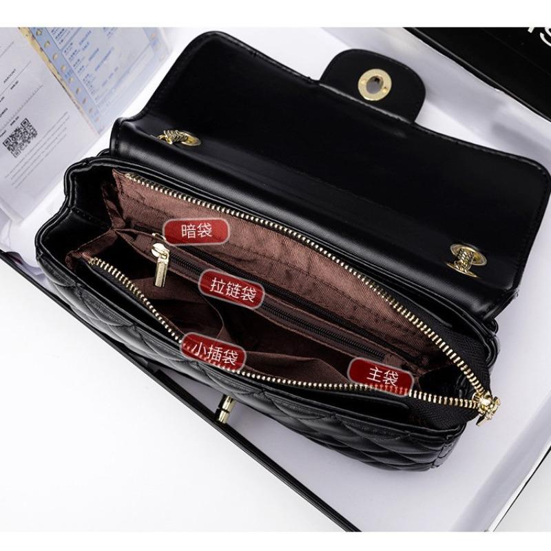 Women's bag new fashionable retro versatile high-end diamond chain bag leather shoulder messenger bag tide