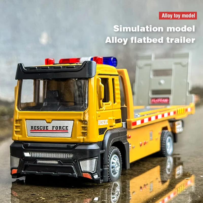 Simulation Alloy Truck Model 1/32 Die-cast Flatbed Trailer Truck with Sound and Light Detachable Engineering Vehicle Tractor Toy Boy Children Gift