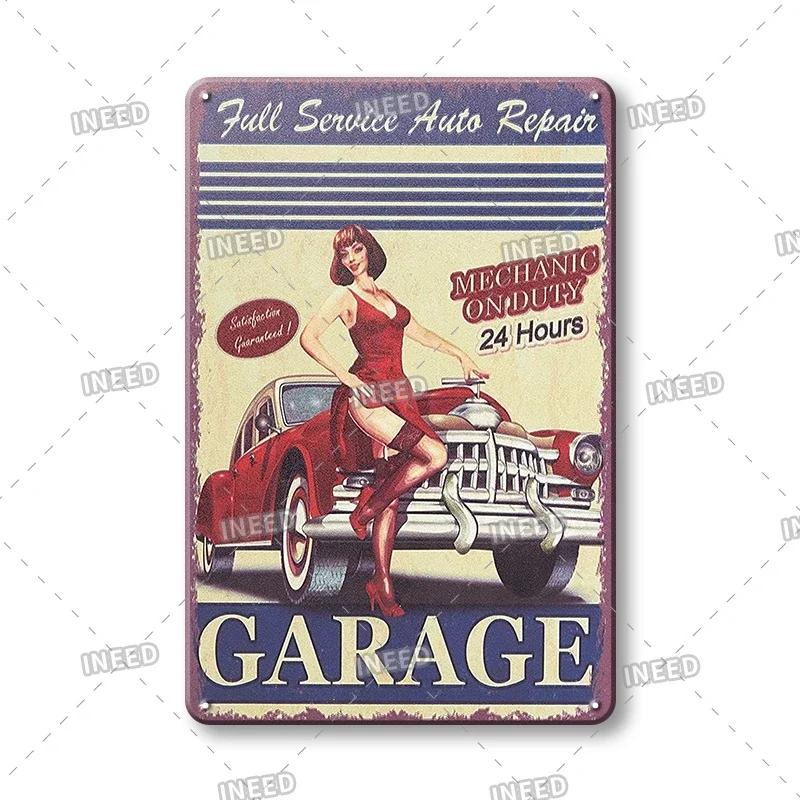 Retro Sexy Beauty Aluminum Poster - Men's Metal Plaque, Garage Cave Workshop Wall Decor