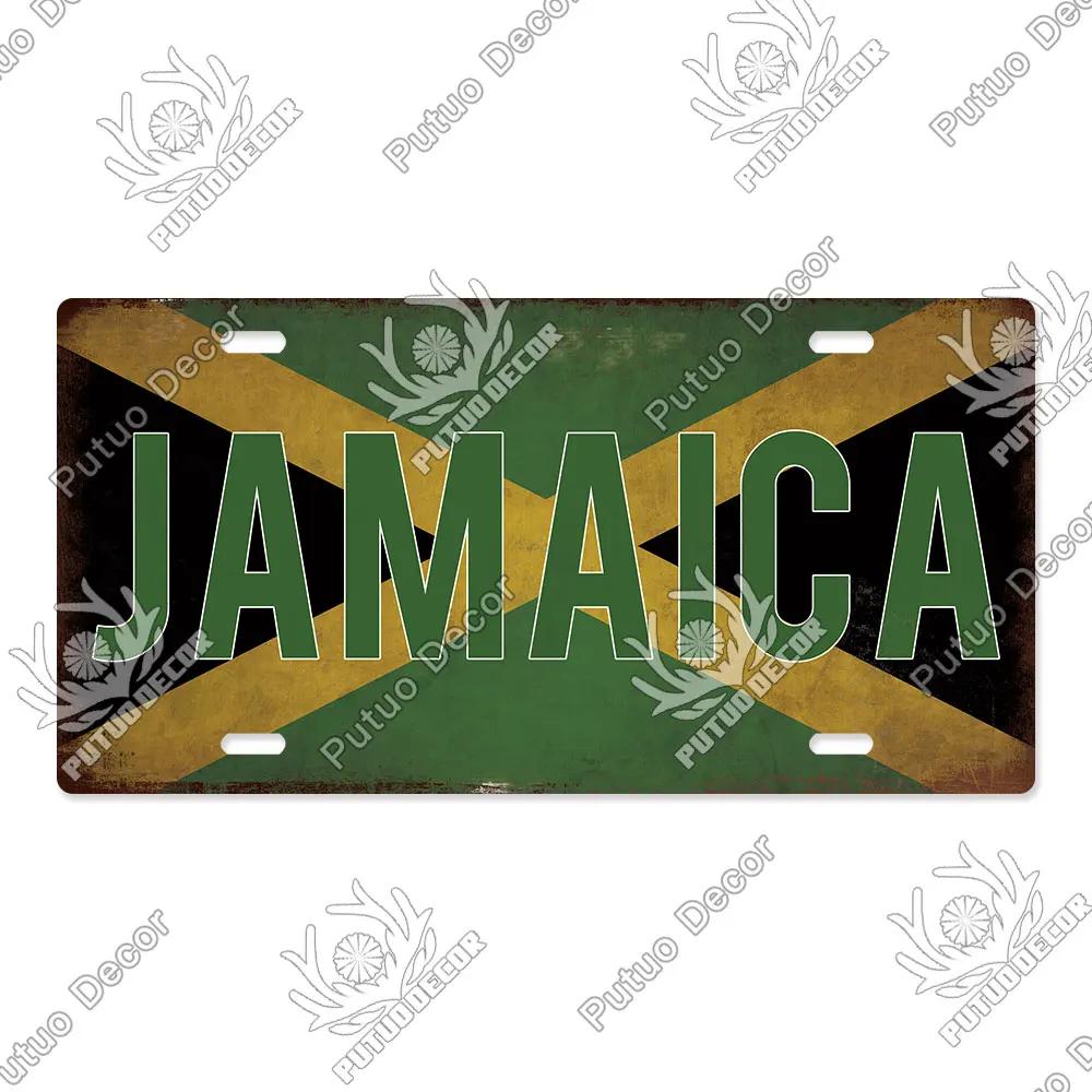 Putuo Decor National Flag Metal Sign Licenses Plate Plaque Metal Vintage for Garage Bar Pub Living Room Kitchen Wall Decoration